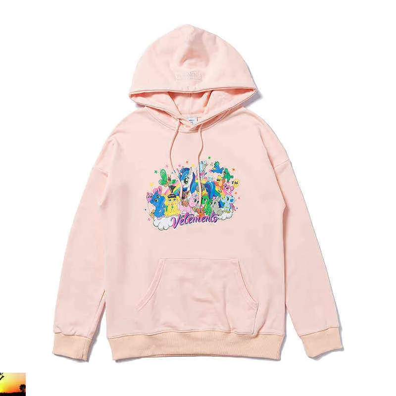 Vetements Hoodies Sweatshirts Mannen Dames Dier Wereld Unicorn Hippo Vetement Hoody Pink Color G1202