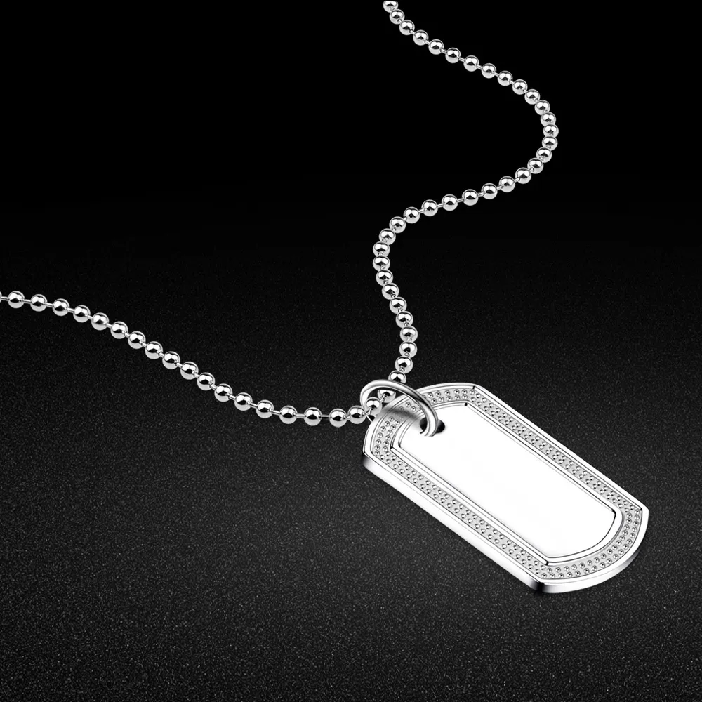 Collier en argent sterling 925 pour hommes Marque classique Pendentif Collier en argent Collier de perles pour hommes Bijoux de charme Chaîne en argent massif Q0531