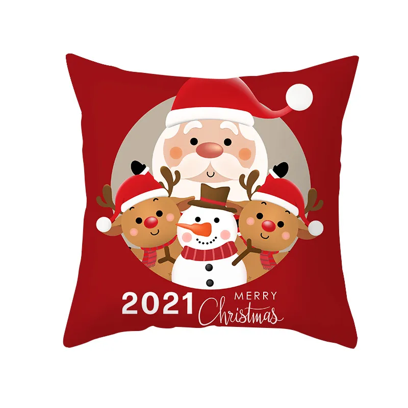 Christmas Pillowcase Red Cartoon Santa Claus Peach Skin Sofa Cushion Cover Christmas Home Decorations w-01221