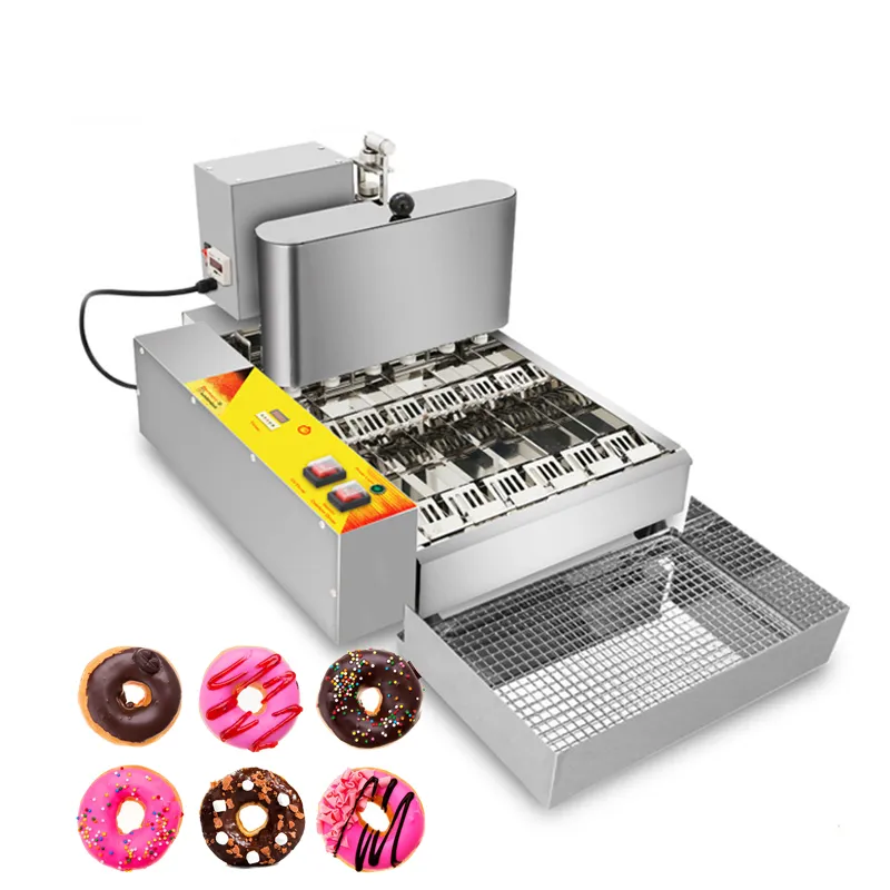 110V / 220V Kommersiell Automatisk Donut Making Machine 6 Rader Auto Donut Maker Rostfritt Stål Donut Fryer