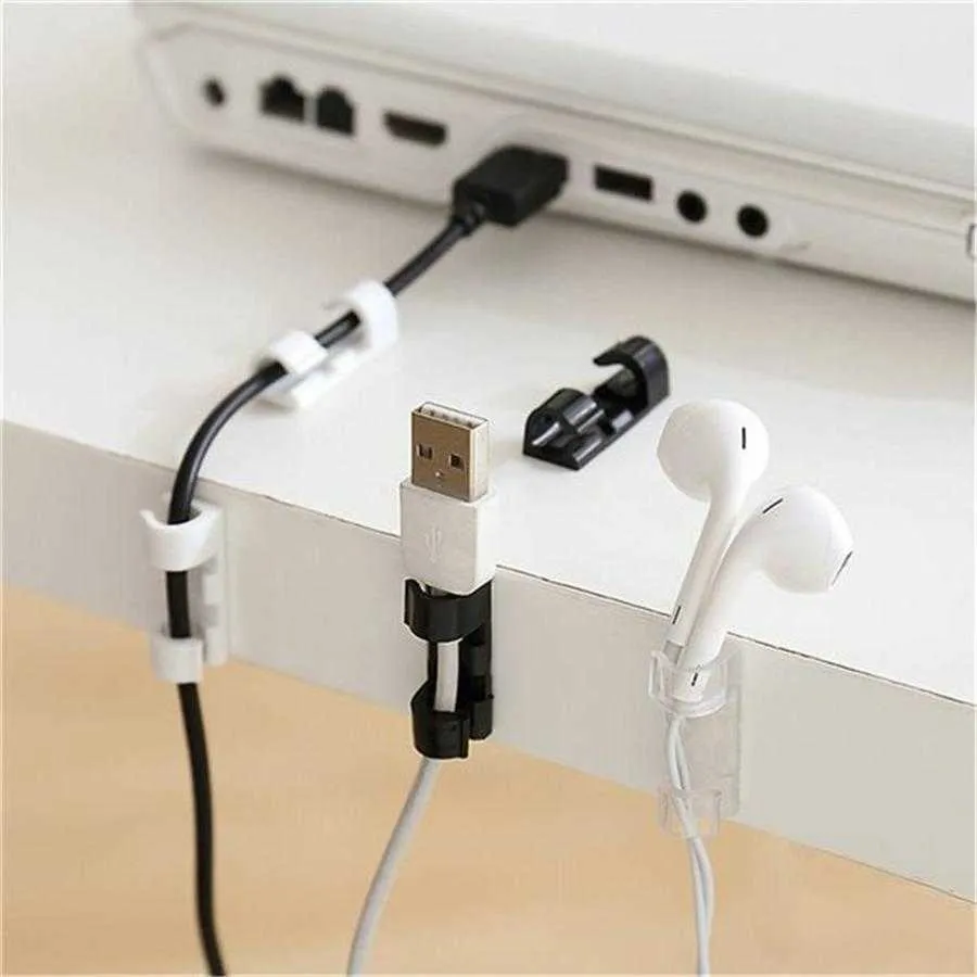 Cable Organizer Clips Cable Management Desktop & Workstation ABS Wire Manager Cord Holder USB Charging Data Line Bobbin Winder