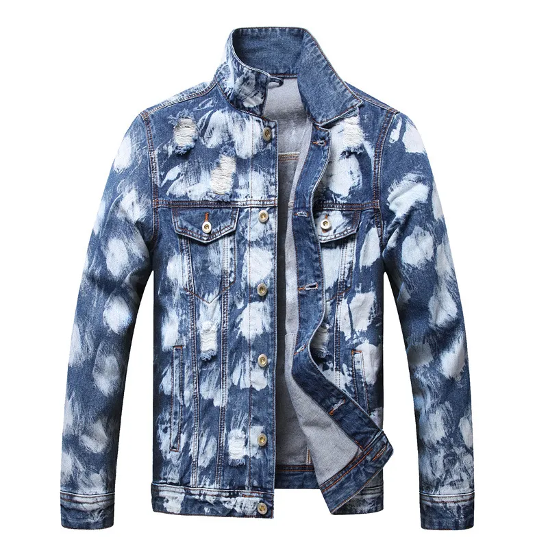 Déchiré trou hommes Denim Veste 2022 printemps automne jean manteaux mode ample mâle survêtement décontracté Veste Pour Hommes S-XXXL