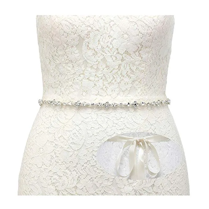 花嫁クリスタル女性のドレスアクセサリーのラインストーンブライダルベルト薄い結婚式のサッシ