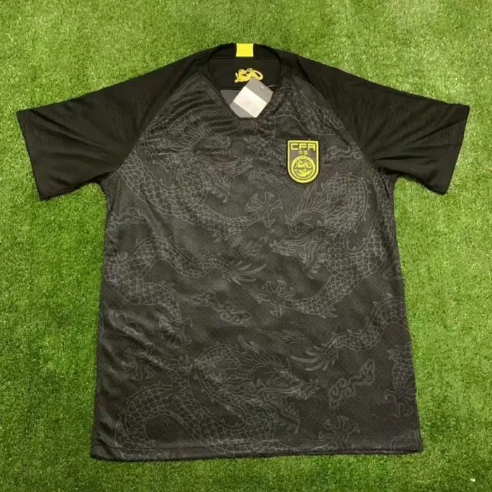 Maillots de football de l'équipe nationale de football de Chine Hommes chemises adultes à manches courtes loin dragon noir maillot de futol camesita Uniformes taille S-XXL