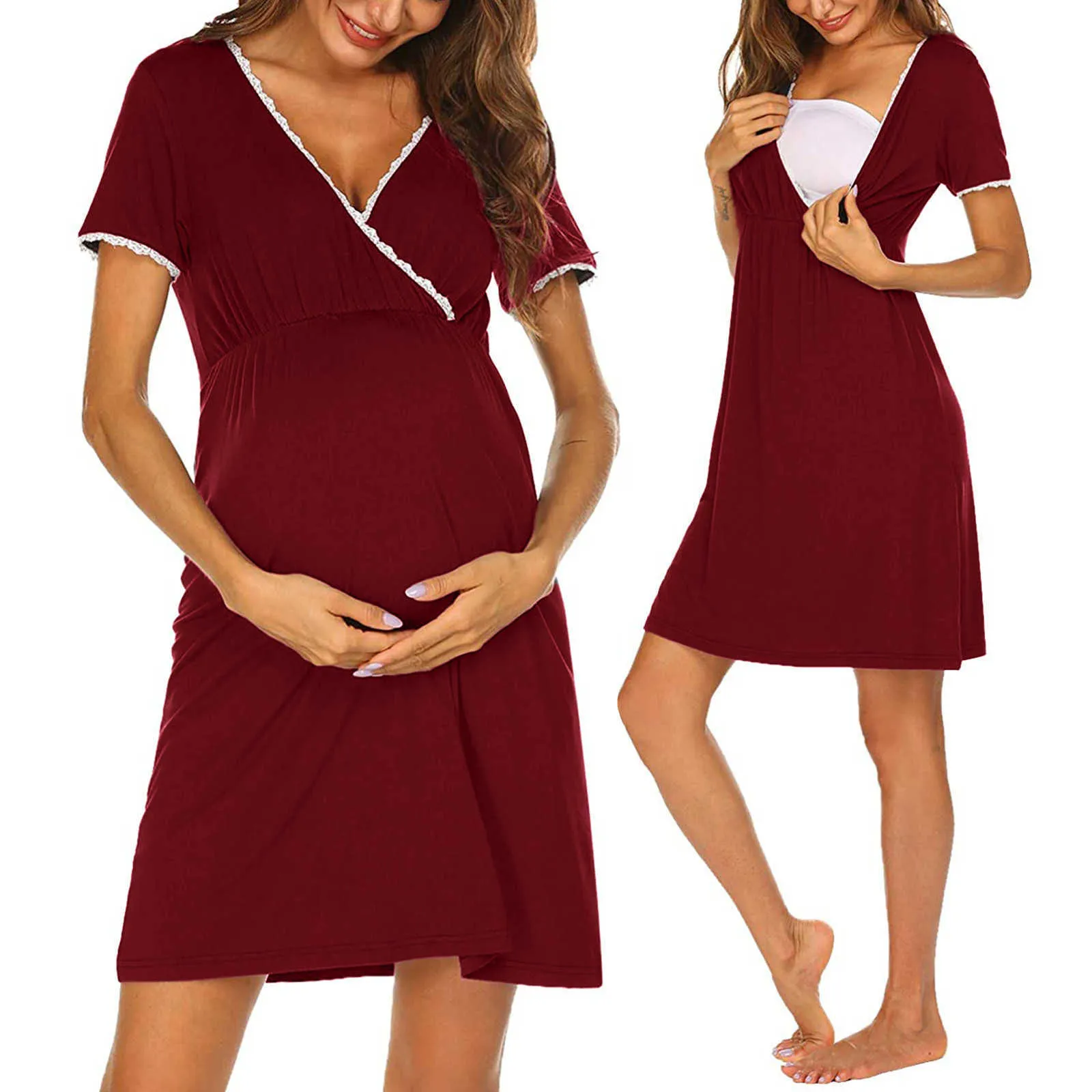 Summer Maternity Pajama Womens Nursing Nightgown Pregnancy Dress