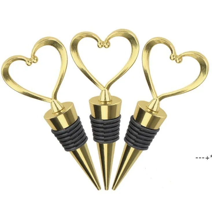 Nieuwe Tools Rose Gold Zilver Elegant Hart Minnaar Gevormde Rode Wijn Champagne Metalen Wijnen Flessenstop Valentines voor Bruiloft Giftsrd12828