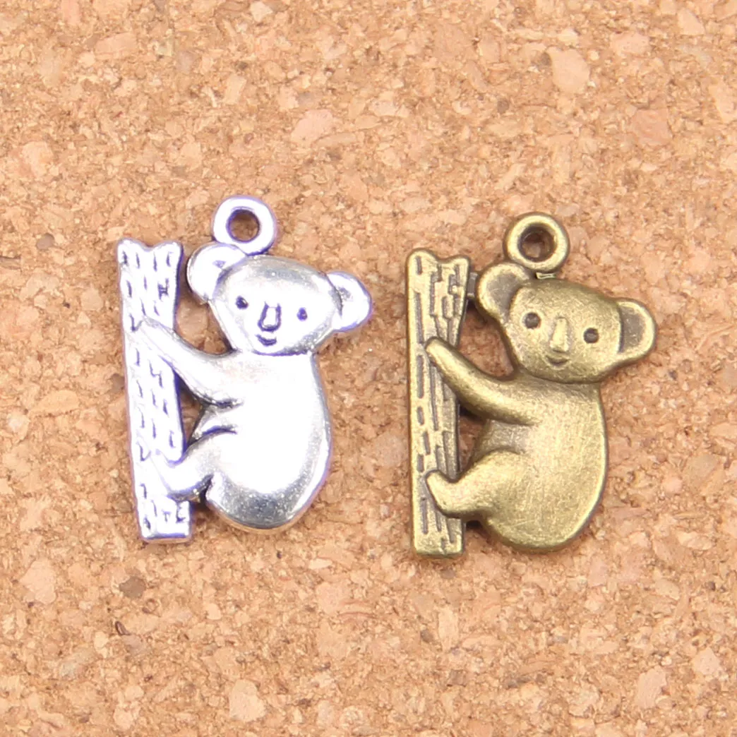58 pièces Antique argent plaqué Bronze plaqué koala ours pendentif à breloques collier à faire soi-même Bracelet résultats de Bracelet 20*14mm