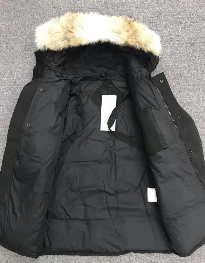 Czarna odznaka w dół zima mężczyźni homme manteau Jassen chaquetas parka wierzchnia wierzchnia Big Futro z kapturem czteroosobowe kurtki darren płaszcz hiver Doudo303h