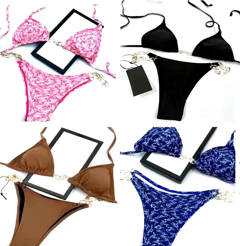 Projektanta damska stroje kąpielowe projektant bikini kostium pływania kobiety seksowne kobiety pływające garnitury w plecy podzielony litera wielokolorowa lato czas na plażę kostiumy kąpielowe wiatry kg kg