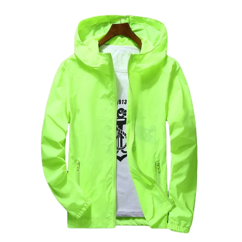Mężczyźni Wodoodporny Klejnoty Wiatr Kurtka Zipper Hoodie Jacket Szybki Suszenie Sport Zagotwórca Raincoat Sprzedaż 211217