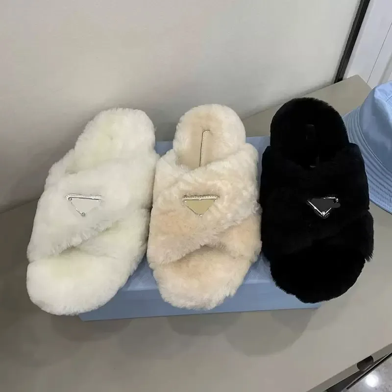 Slippers Designer women wool sandals selling Slippers Woman Slipper Shoes Autumn Winter slides Sandal with size 35-40