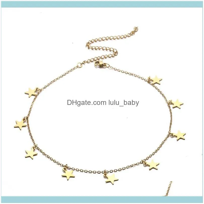 Chains Non-fading Stainless Steel Star Gold Silver Color Necklace Women Choker Necklaces Pendants Femme Chain Jewelry Gifts