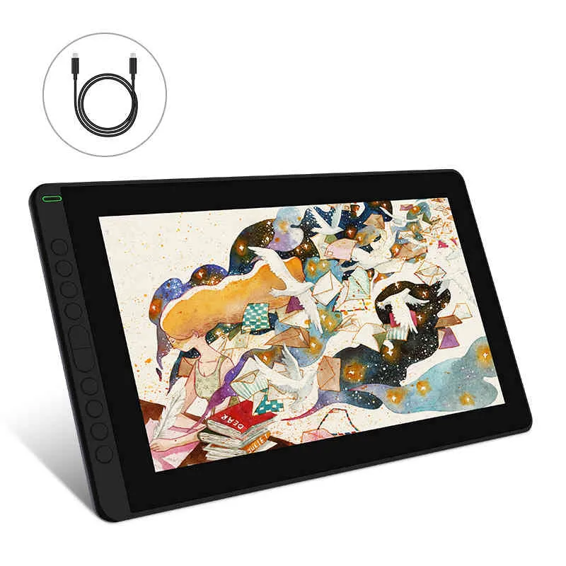Huion Yeni Varış Kamvas 16 (2021) Grafik Çizim Monitörü Pil-Dijital Kalem Tablet Win / Mac ve Android 120% S RGB