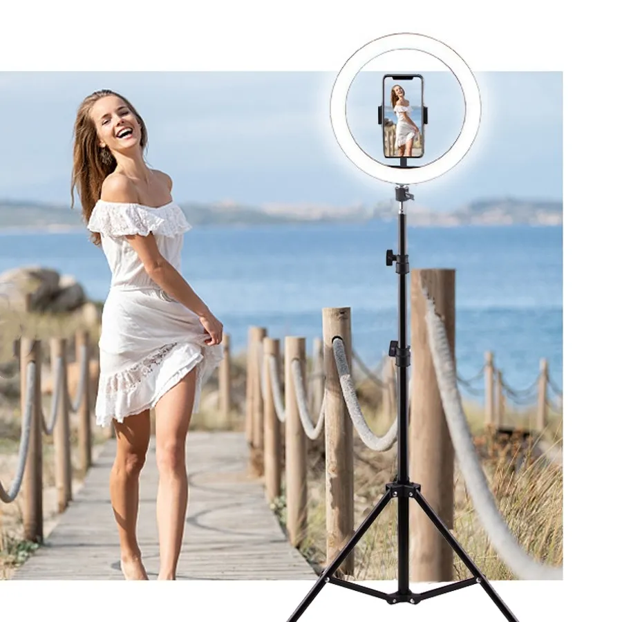 illuminazione 16/20/26 / 30CM Selfie Ring Light con treppiede Lampada LED professionale per realizzare brevi video Illuminazione fotografica Trucco NE029