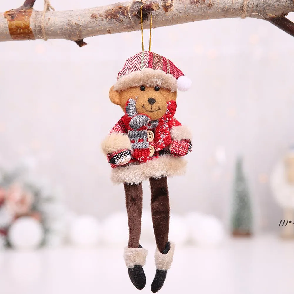 NEWCHRISMAS DÉCORATIONS Ornements d'arbre de Noël Doll Santa Claus Elk Plaid suspendu Lle11015