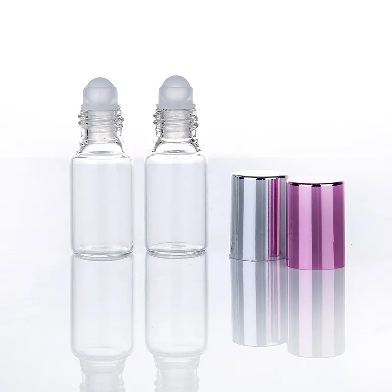 5ml Clear Glass Essential Oil Roller Bottles with Glass Roller Balls Aromatherapy Perfumes Lip Balms Roll On Bottles DH4856