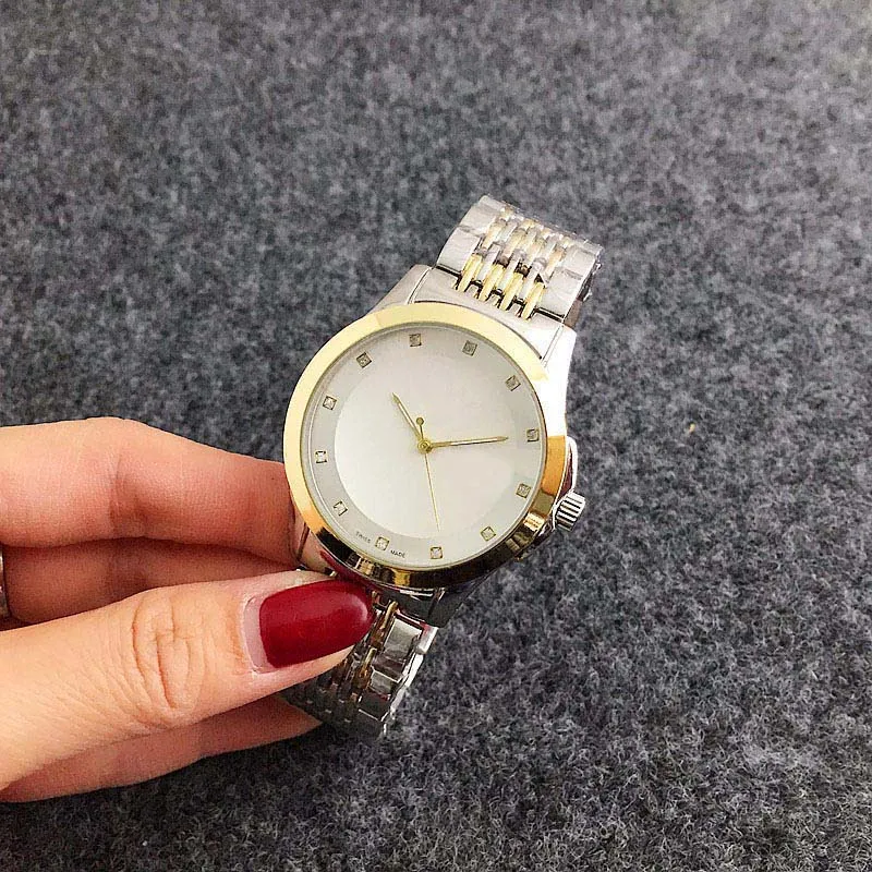 Relógio de pulso de quartzo de marca para as mulheres menina com relógios de faixa de aço de metal G27