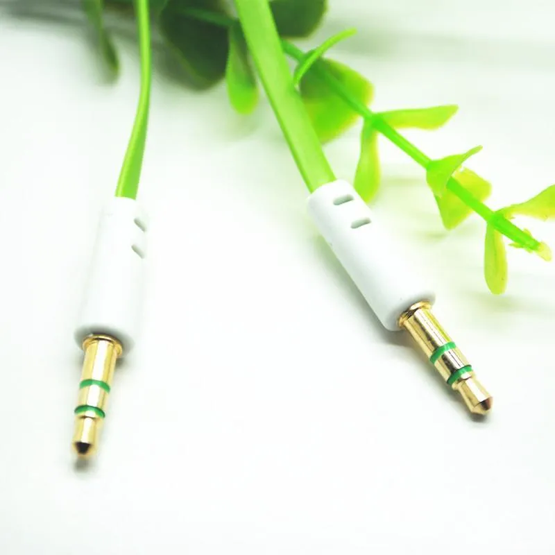 Hot selling Colorful 3.5MM Audio Cable Flat Aux Car Audio Cable for sony for Mobile Phones for MP3 /MP4 smartphone PSP