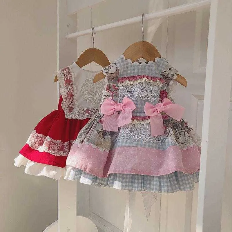 Vestidos españoles para niñas, vestido de baile a cuadros Lolita para niñas pequeñas, vestido Eid de cumpleaños, ropa de Boutique infantil de verano 210615