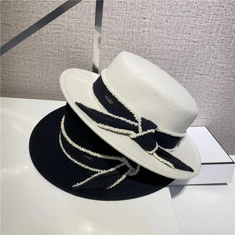 Berets Women Autumn Small Sweet Wind Restoring Ancient Ways Of England About Bowknot Wool Hat Han Edition Style Ceiling Felt