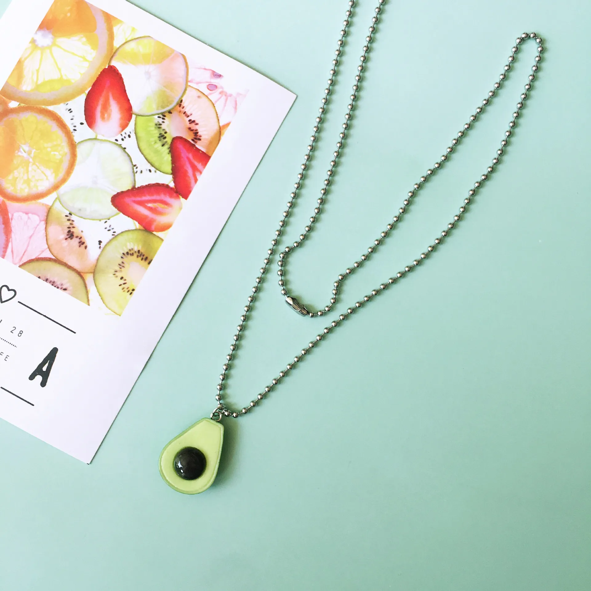 Leuke lange ketting avocado hanger ketting voor vrouwen meisjes kleine mini eten spelen kettingen party cadeau diy fruit sieraden