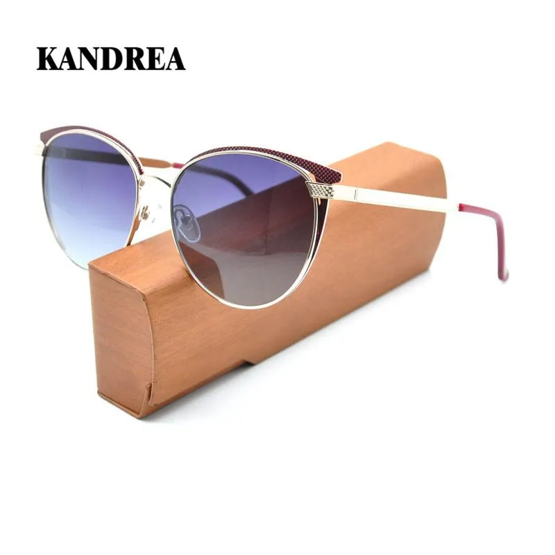 Sonnenbrille Kandrea 2021 Stil Mode Runde Frauen Vintage Metallspiegel Klassische Design Sonnenbrille Große Rahmen Frau.