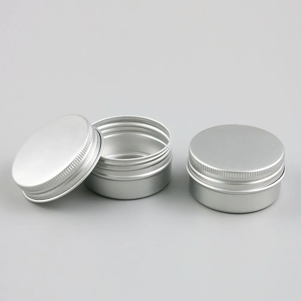 100 x Small 30g metal tins aluminum candy powder bath salt jars silver cosmetic packaging travel container 30ml 1oz