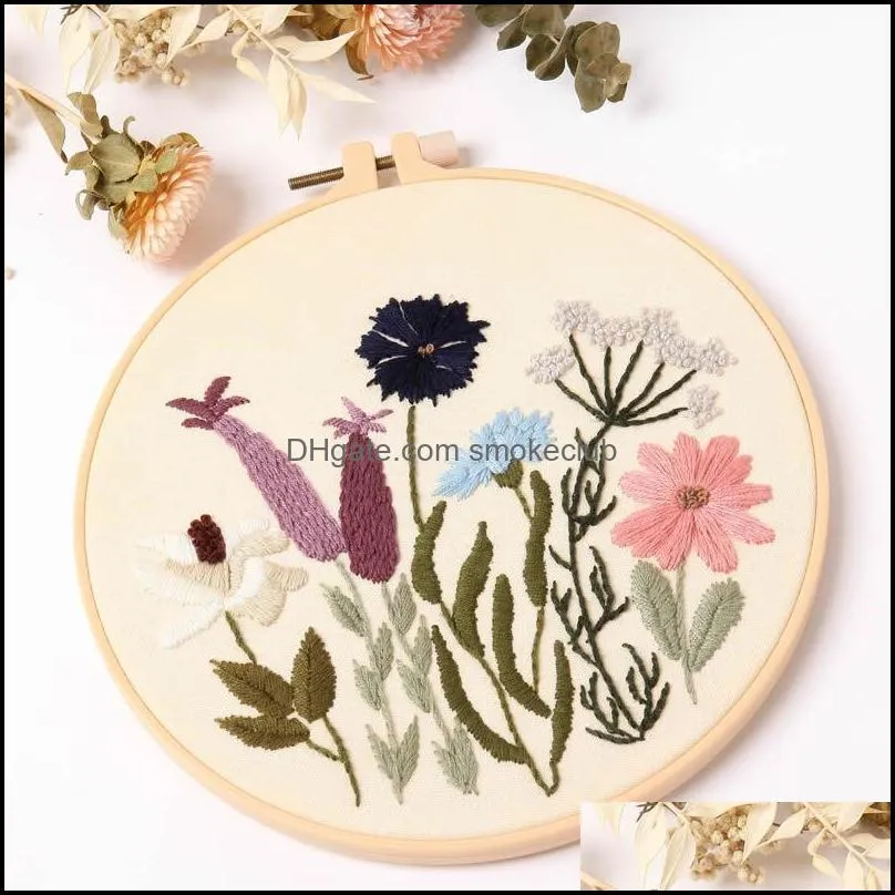Other Arts And Crafts Flower Embroidery Start DIY Kits With Hoop For Beginner Needlework Cross Stitch Set Handmade Sewing Craft Art