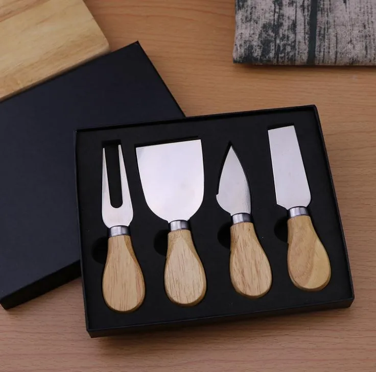 (30 zestawów) Drewniane uchwyt narzędzia Serowe zestaw narzędzi do gotowania noża w czarnym pudełku