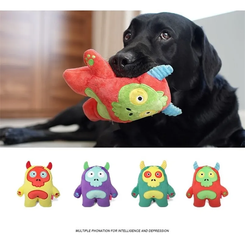 Fyllda hundleksaker för stor s resistent Bite Interactive Plush Squeaky Toy Små s Aggressiva Chewers Pet Supplies 211111