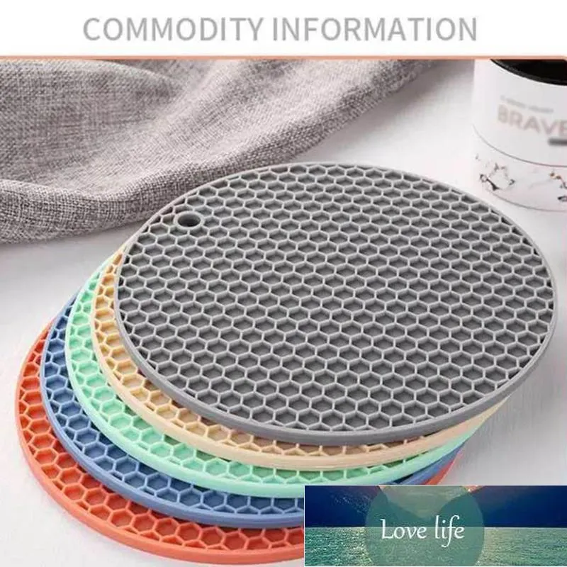 Mats Pads Gummi Isolering Anti-Scalding Table Mat Kök Potholder Round Bowl Pad Non-Slip HoneyComb Designad