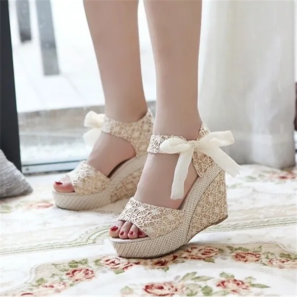 Women Summer New Open Toe Fish Head Fashion platform High Heels Wedge Sandals female shoes Size 35-40 C0309