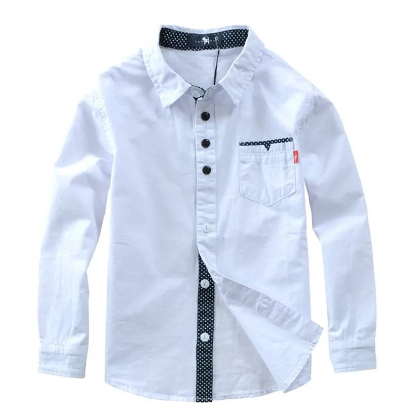 Enfants garçons chemises printemps mode couleur unie enfants bébé enfants vêtements chemise blanc à manches longues 3-12 ans 220222