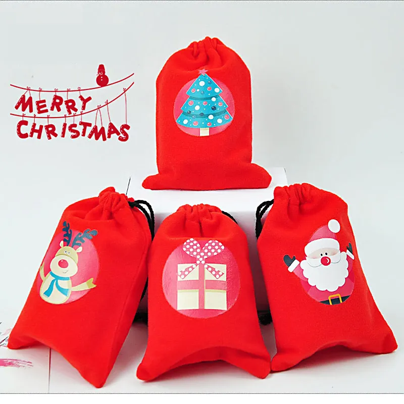 Creative Christmas Blessing Bag 8 Styles Christmas Drawstring Gift Bag Flannel Candy Bag Christmas Supplies Wholesale