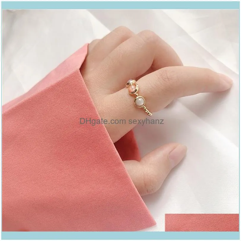 Momiji Vintage Gold Silver Color Beads Rings for Women Handmade Natural Stone Wedding Party Stretchy Wholesale Lots Bulk