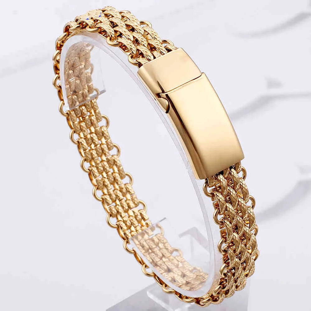 Fashion Mens Stainless Steel Luxury Gold Chain Bracelet Classic Casual Jewelry Boyfriend Groom Gift