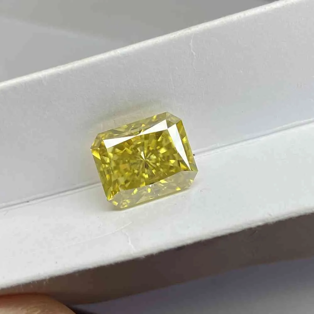 Meisidian Radiant Cut 9x11mm 5 CTS Est Żywe Fancy Yellow Moissanite Diamond PIRCE na karat do pierścienia