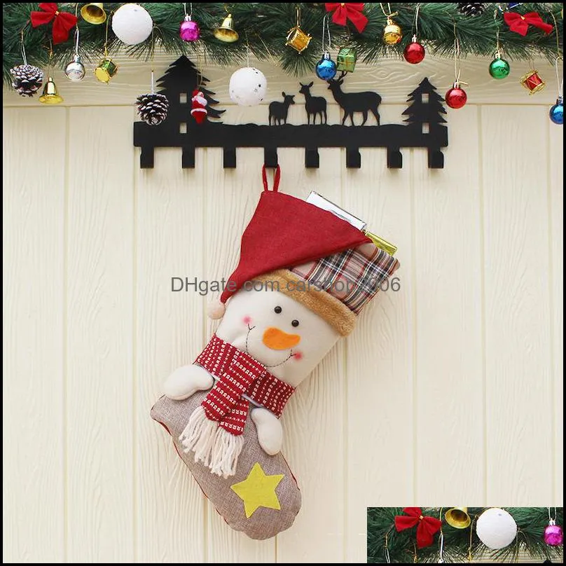 Creative Christmas Stocking Santa Claus Snowman Christmas Tree Ornaments Sock Home Party Decoration Children Candy Gift Bags DBC