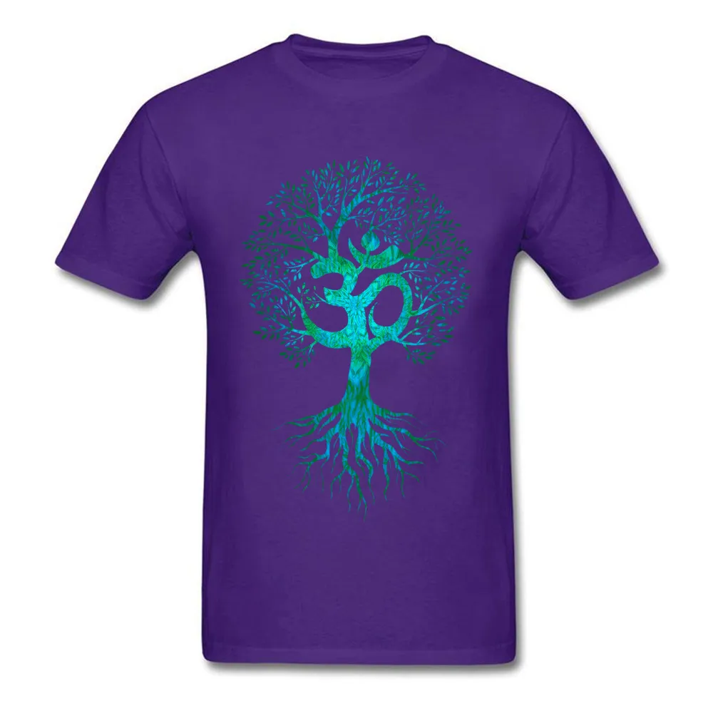  Mens Tshirts Om Tree Of Life Europe Tops & Tees Cotton Fabric O-Neck Short Sleeve Slim Fit Tops Shirt Labor Day Om Tree Of Life purple