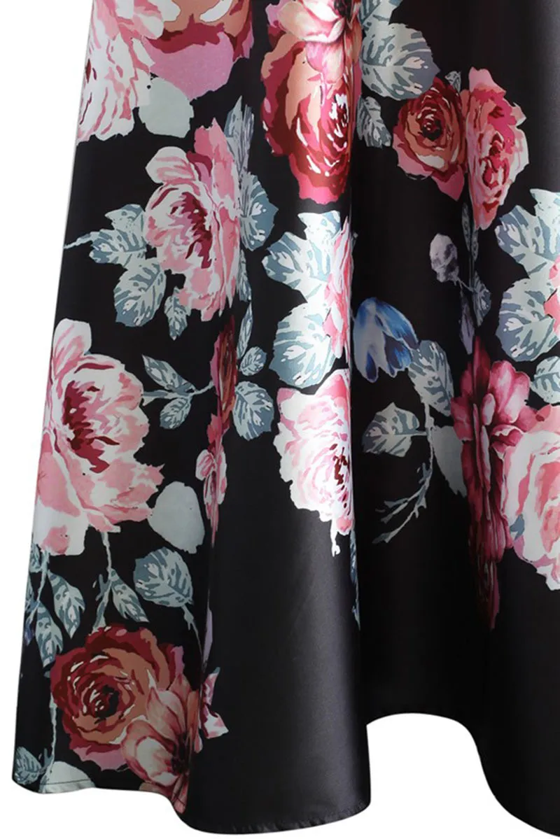 Blossoming-Black-High-Waist-Maxi-Skirt-LC65017-3-3