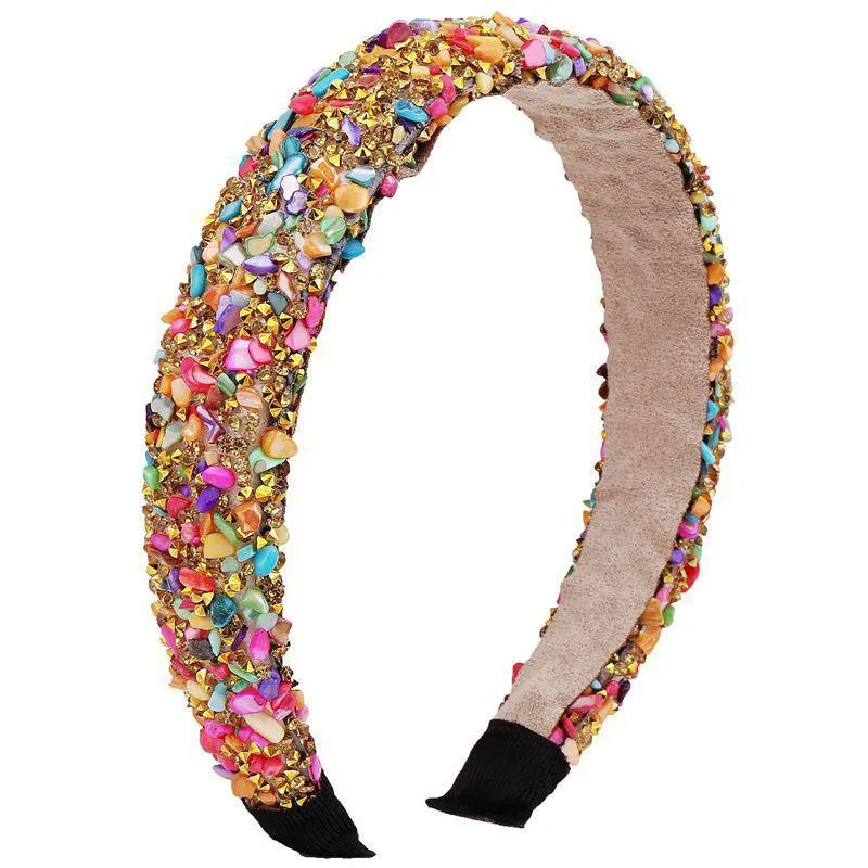 Retro Hair Hoop Natural Healing Crystal Stone Headband Sponge Leopard Print Woman Fashion Hair Band Accessories 7 6dx K2B