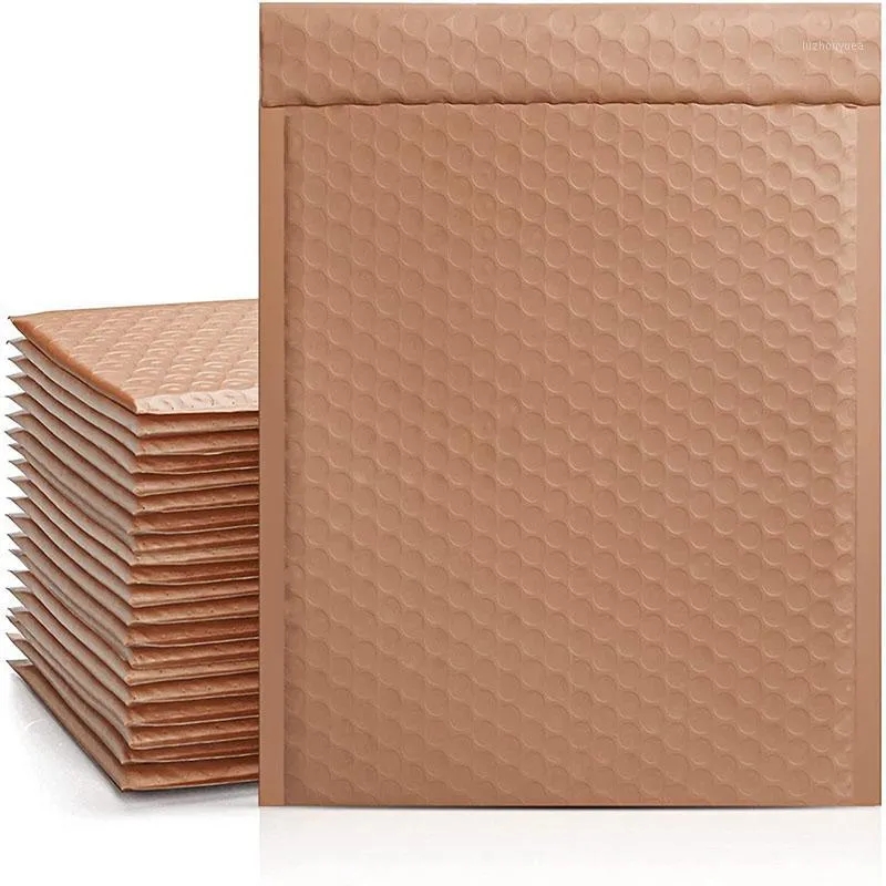 Förpackningspåsar Mailing 50pcs Brown Bubble Padded Kuvert För Mailer Presentförpackning Självförsegling Kurir Förvaring Bag Mail Leverans