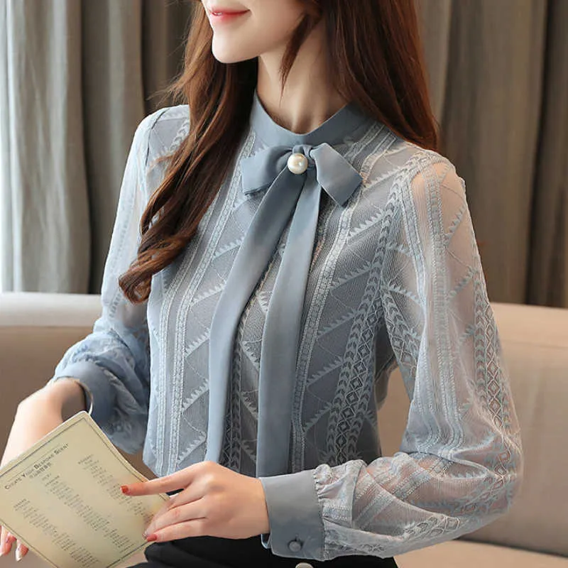 Blusas Mujer de Moda Lange Mouwen Dames Shirts Chiffon Blouse Dames Mode Womens Kleding Womens Tops en Blouses B910 210602