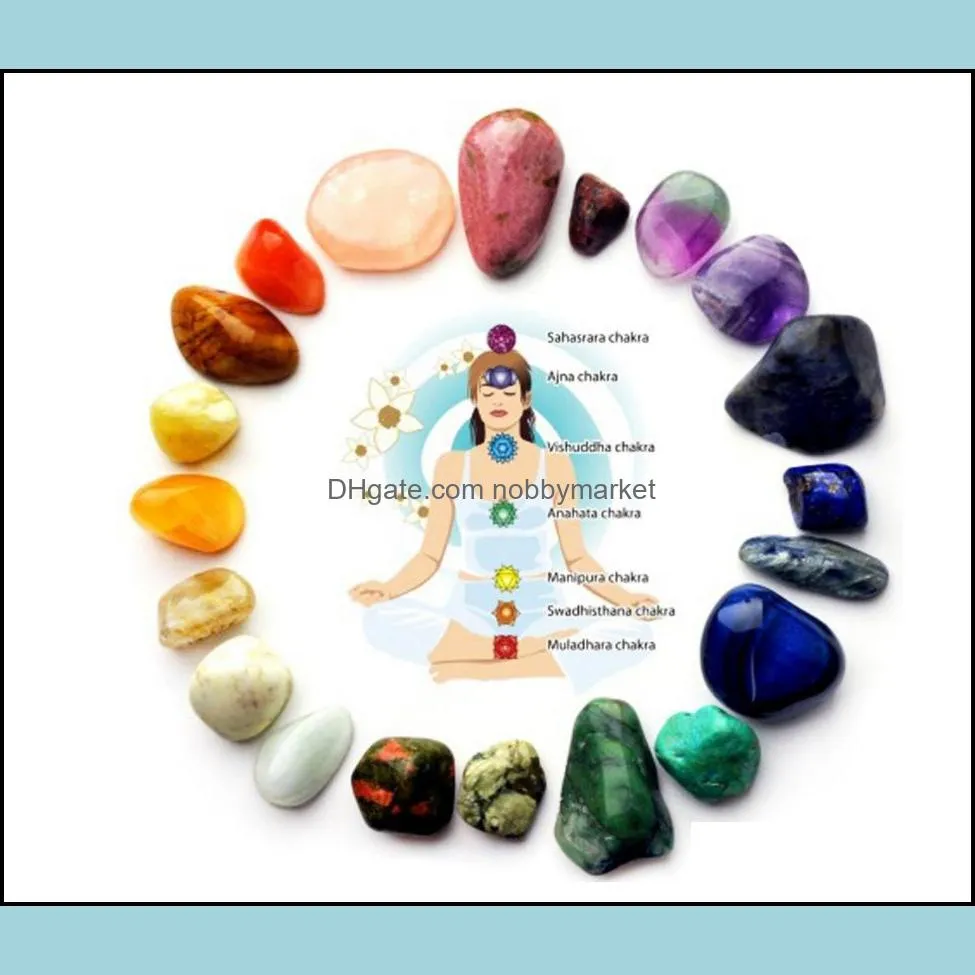 Loose 7pcs/set Reiki Seven Chakra HealingNatural Stone Tumbled Irregular Polishing Rock Quartz Yoga Energy Bead Decoration