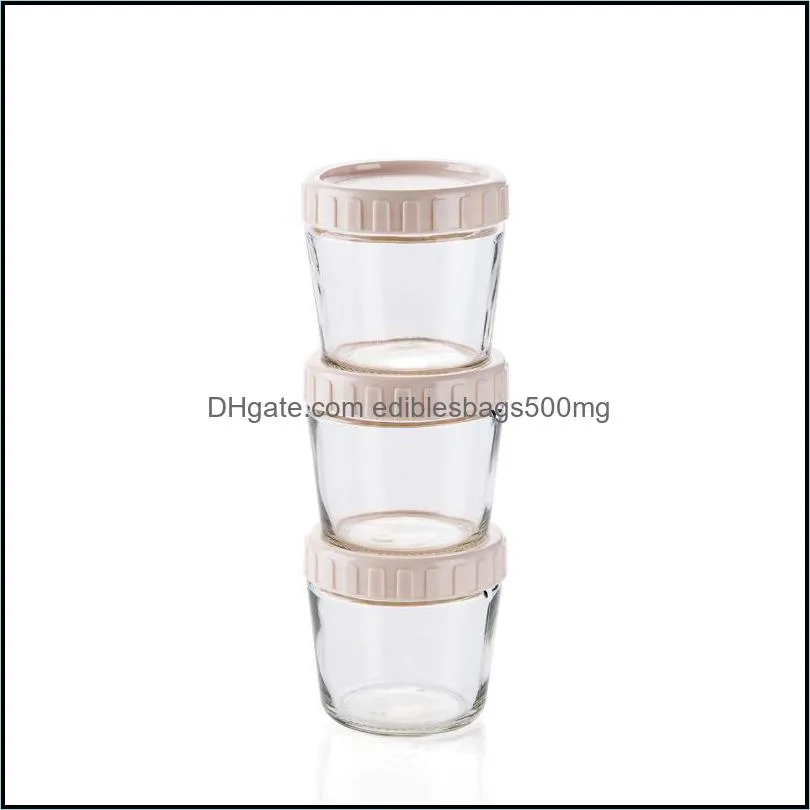 Storage Bottles & Jars 3Pcs Kitchen Containers Transparent Glass Container Candy Organizer Clear Food Jar Bottle Refrigerator