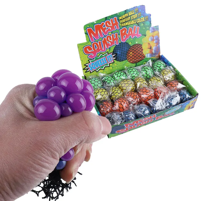 5,0 cm Squishy Ball Fidget Toy Mesh Squish Grape Ball Anti Stress Venting Balls Funny Squeeze Toys Stress Relief Decompression Toys Angst Reliever