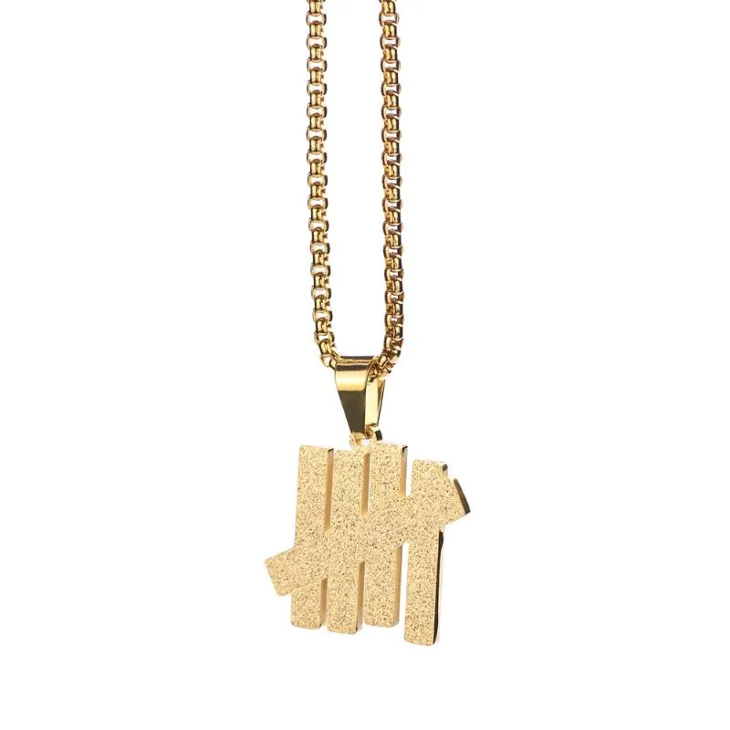 Pendant Necklaces Gold USA Undefeated Five Bar Necklace Minimalism Stainless Steel Bars Chain Hiphop Jewelry American