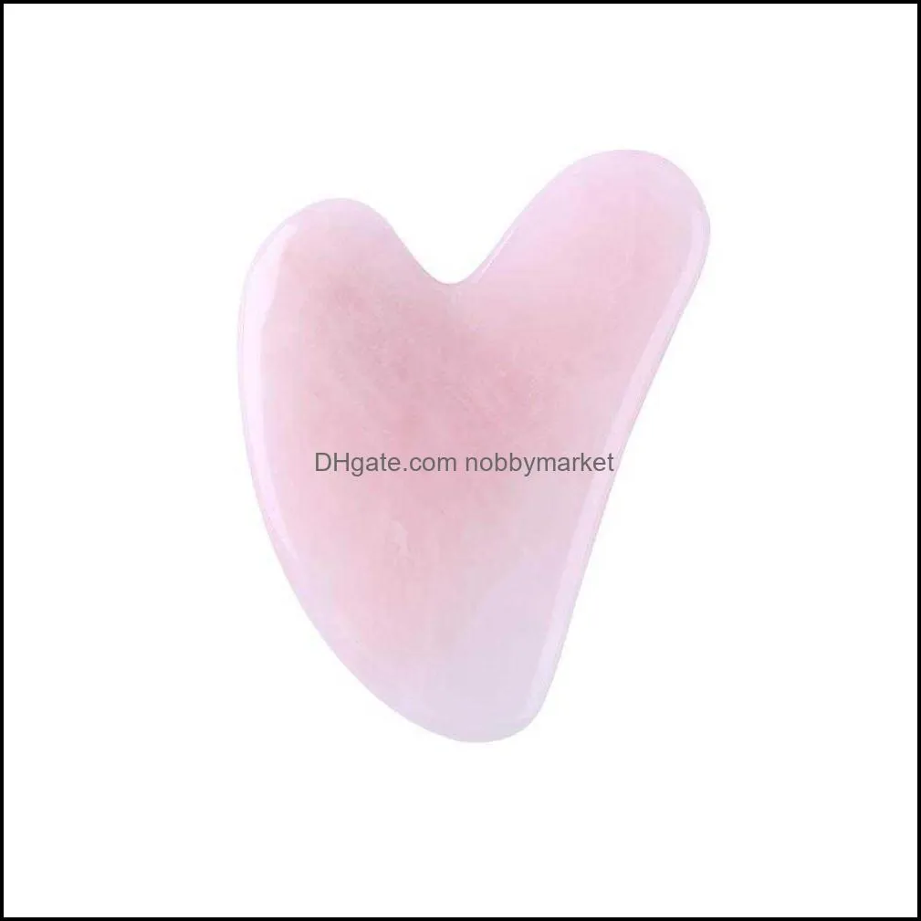 Gua Natural Jade Sha Stone Board Massage Rose Quartz Guasha Plate Face Massager Scrapers Tools Spa Scraper Therapy FOZF