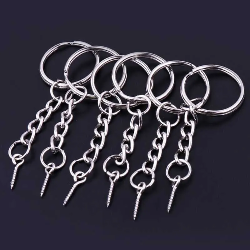 Save Big on Bulk Jewelry Eye Pins Chains For Eyeglasses 50Pcs Screw Eye Pin  Key Chains With Jump Ring Extender Eye Pins Split Keyring Jewelry Making