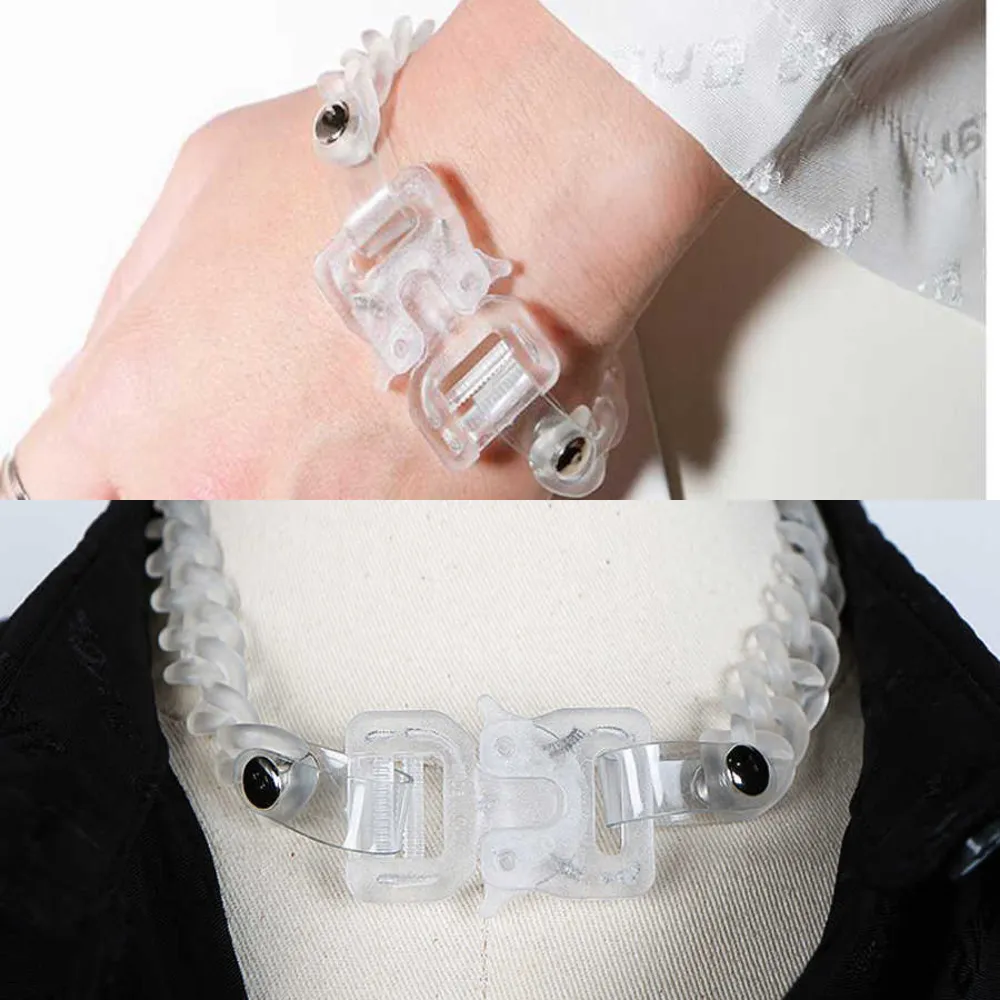 Alyx Classic Mäns och Kvinnors Armband Halsband Transparent Kedja Högkvalitativ Matt Säkerhet Spänne Hip Hop Armband Q0809